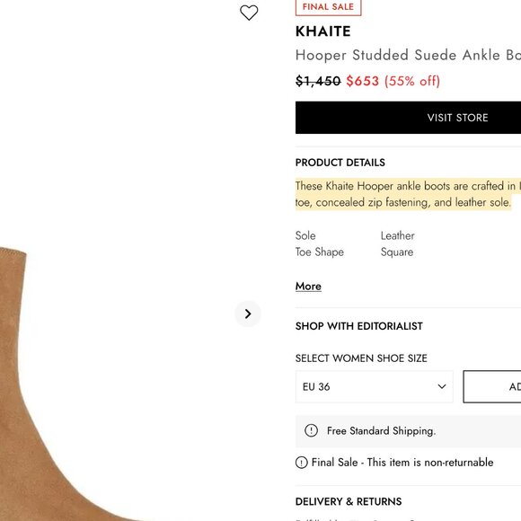 Khaite Hooper Studded Suede Ankle Boots - Gently Used - Picture 4 of 4